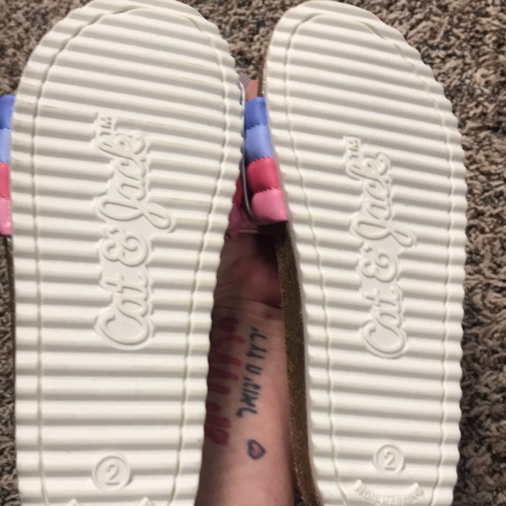 CAT & JACK 🐠 Colorful Slide Sandals Girls Size 2 | NWT - Picture 3 of 4